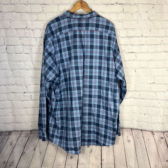 LL Bean O DHM8 U.S. Navy Tartan  Men's XXL Tall Long Sleeve Shirt Blue Plaid - Picture 3 of 6